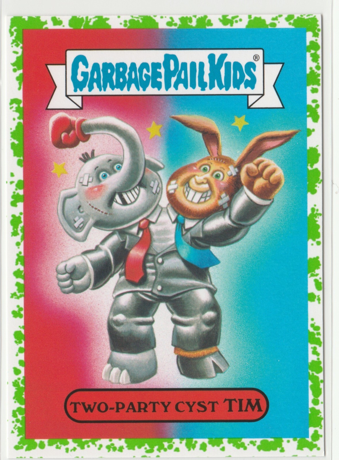 Two-Party Cyst Tim #7b Green Garbage Pail Kids GPK 2016 Apple Pie Edition