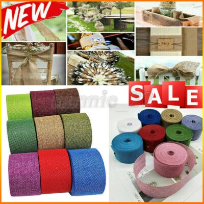 10Meter DIY Burlap Hessian Ribbon Roll Garland Material Wedding Rustic Decor