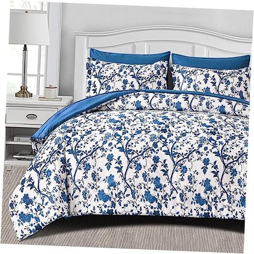 Comforter Set for Bed -7 Pieces Bed in a Bag Soft Microfiber Bed Set Queen Blue-image