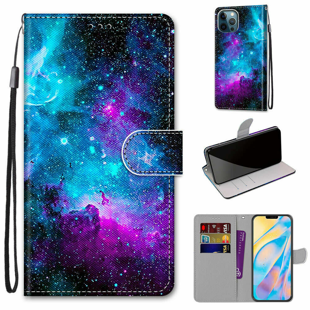 Galaxy S9 S10 S20 S21 S22 S23 Note 20 Sky Flip Wallet Phone Case
