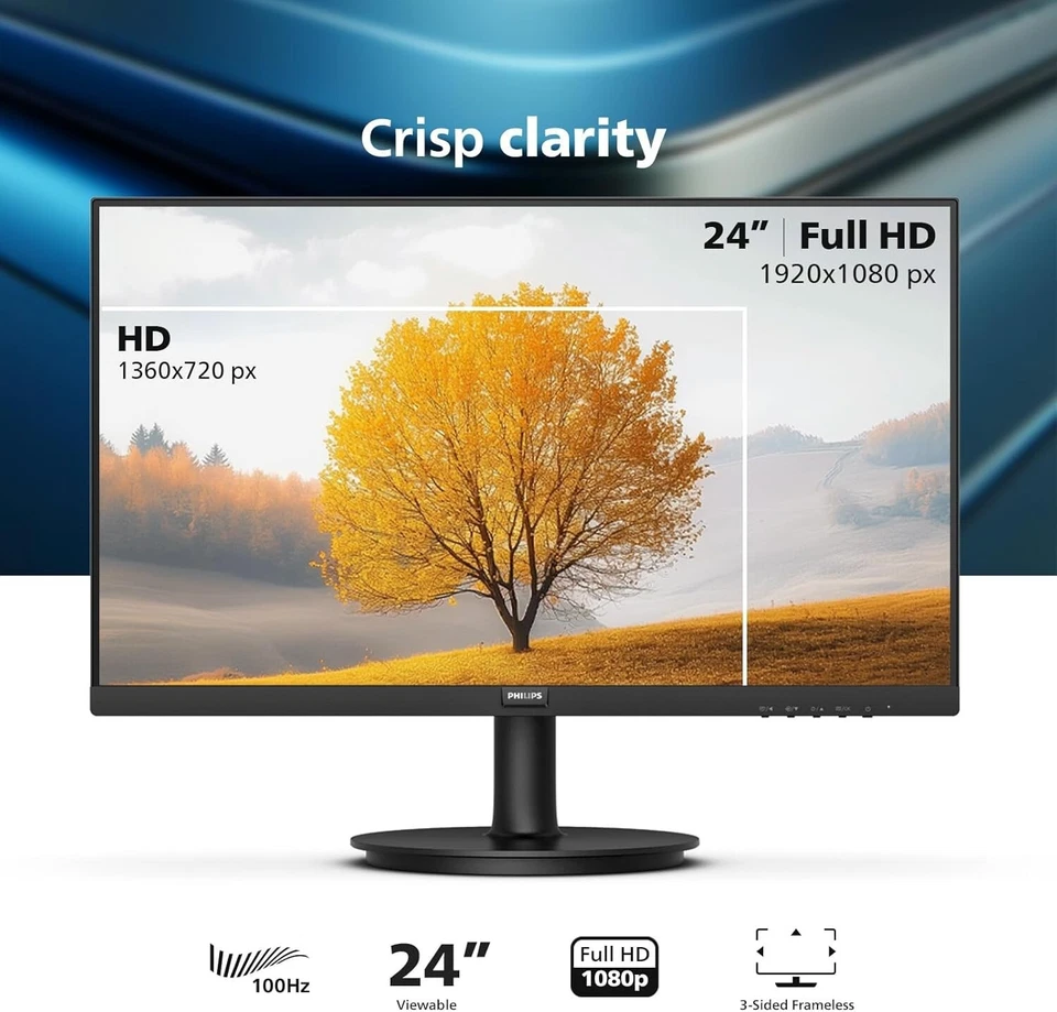 PHILIPS 24 inch Full HD Frameless Monitor (1920 x 1080) 100Hz, VESA, 1 HDMI x1, - Image 2 of 4