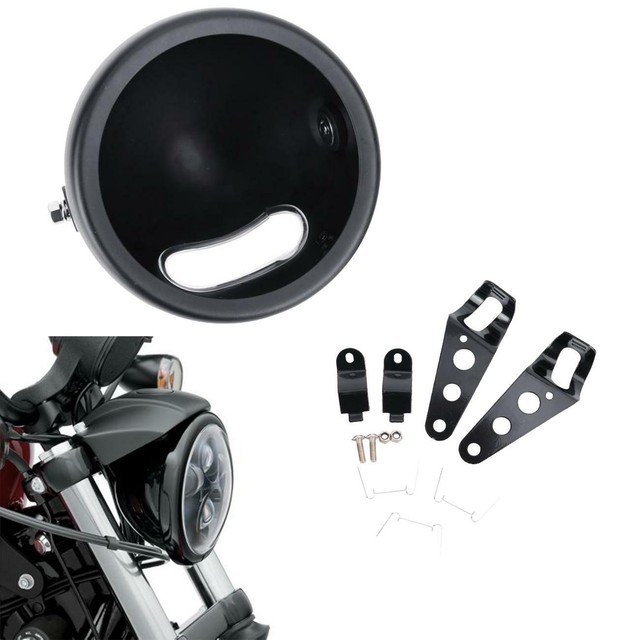 5 3/4" black round motorcycle 5.75 inch LED headlight housing Bucket