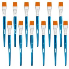 1 inch Flat Paint Brushes for Acrylic, Watercolor, Oil  Face Body Rock Canva...