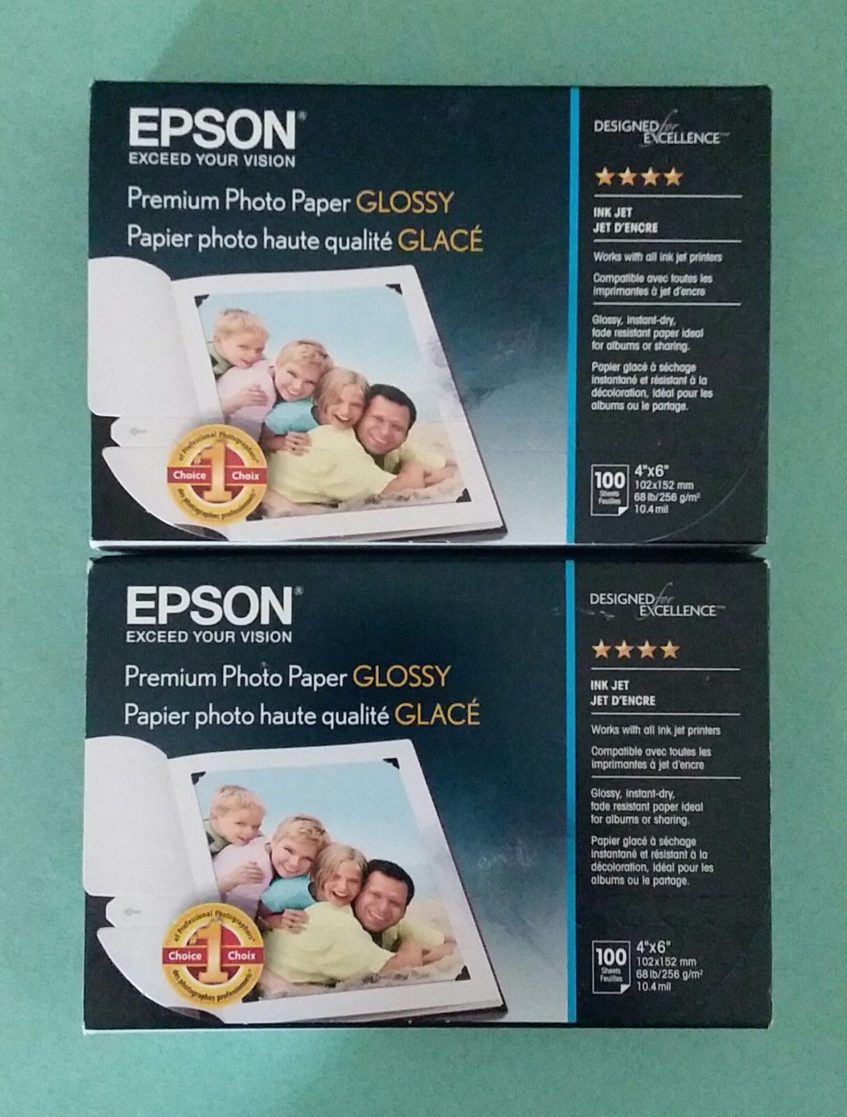 Lot Of 2 Epson Premium Photo Paper Glossy 4X6 100 Sheets S041727 New In