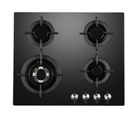 Cookology 60cm Gas on Glass Hob 4-Burner, Wok Zone, Auto Ignite - Black GGH606BK