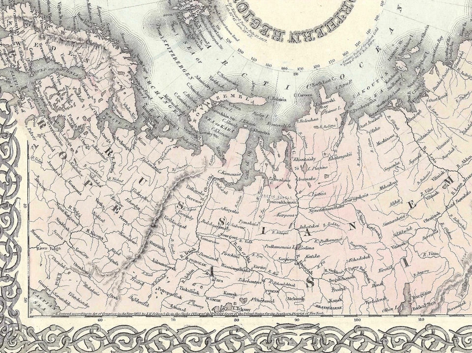 1855 MAP NORTH POLE, POLAR REGION, GREENLAND, ALASKA, CANADA Hand Colored - Image 4 of 4