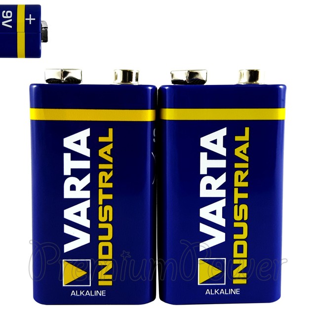 2 x Varta 9V batteries Alkaline Industrial 6LR61 EBlock 4022 LR22 PP3
