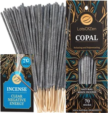 Copal Incense Sticks Smudge Kit (70 Pcs) — 100% Pure Long Burning White Copal Re