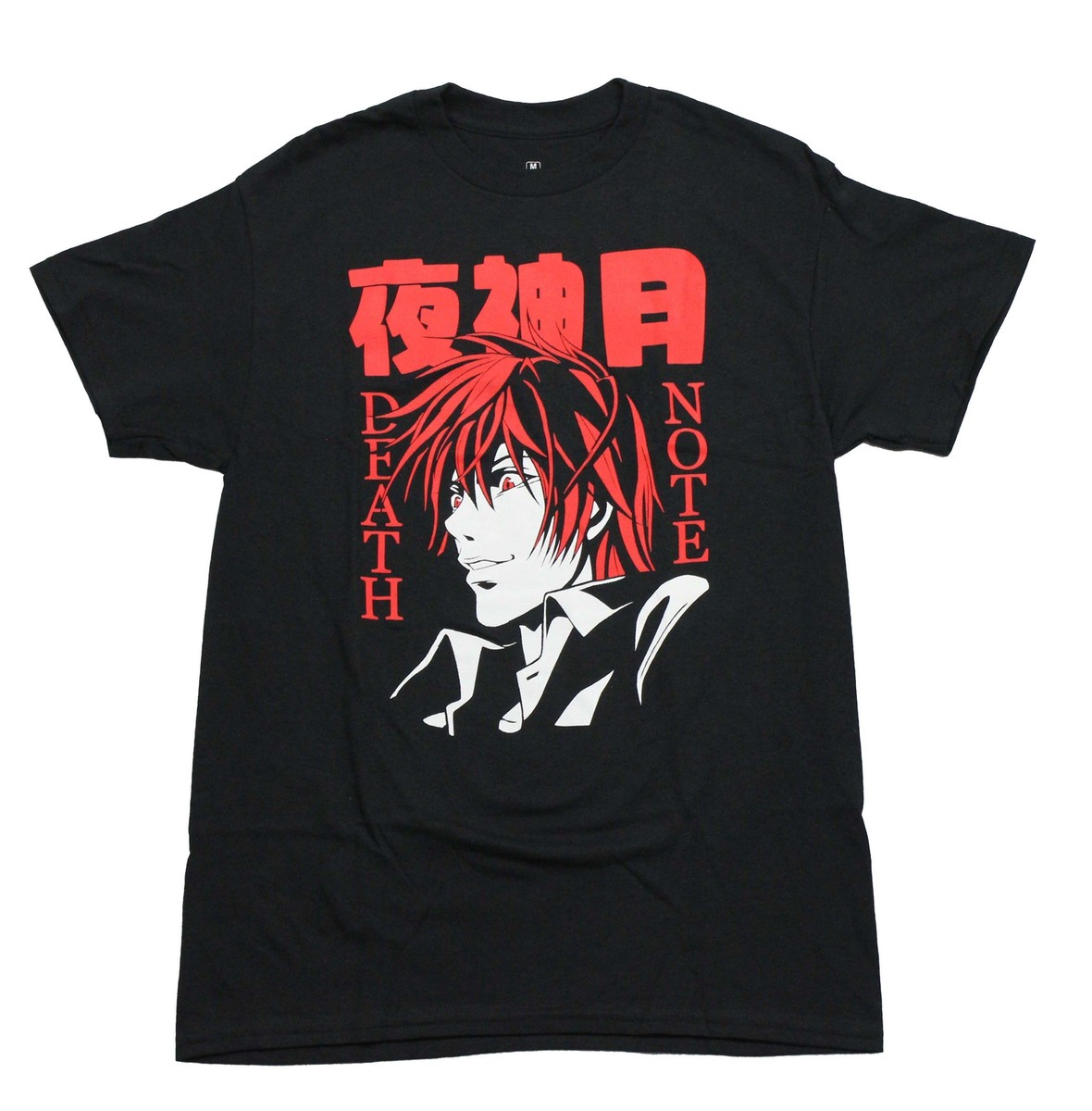 Death Note New Adult T-Shirt - Kira Under Red Kanji facing 