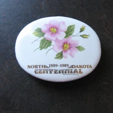 North Dakota Souvenir Magnet Centennial 1889-1989 Prairie Rose State Flower