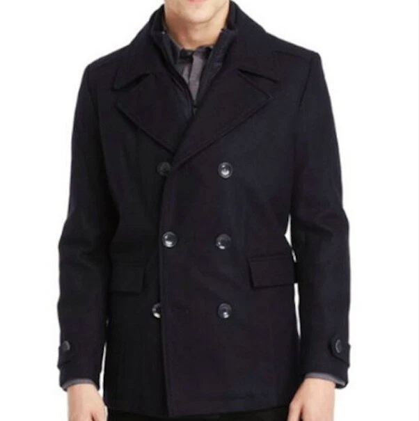 Kenneth cole men's double breasted wool blend peacoat deals
