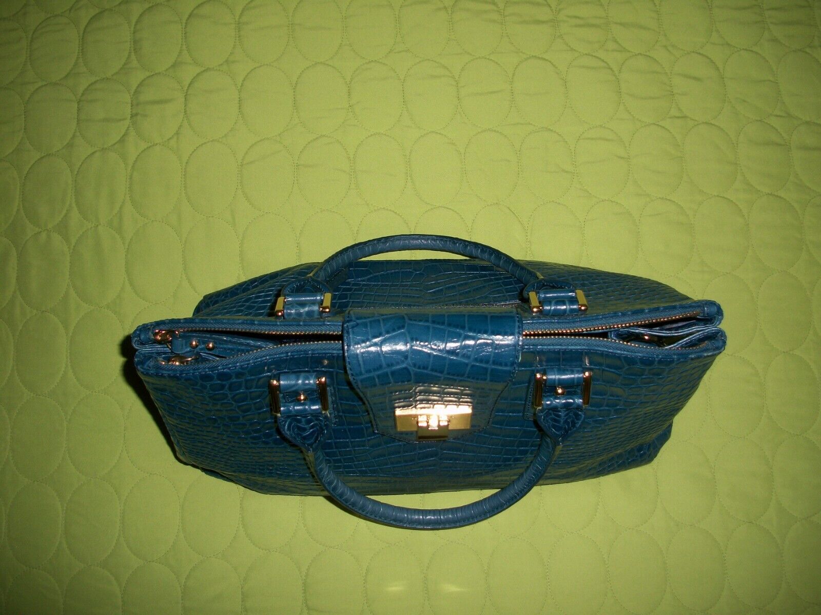 Kookjac Blue Caiman Textured Luxury Leather Handb… - image 14