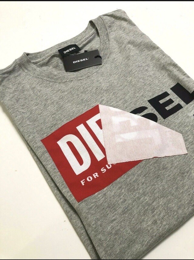 NWT Diesel T-Diego QA Logo Tee T-shirt Size XL Gray Red