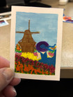 ACEO Original Dutch Windmill Tulip Garden Hand Painted by TheArtsyDispatcher — photo 1