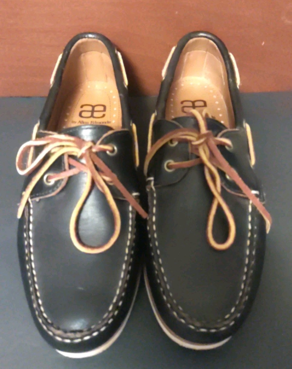 Allen Edmonds Men Blue Westbrook Leather Boat Two Eyelet Casual Shoes Size 8.5