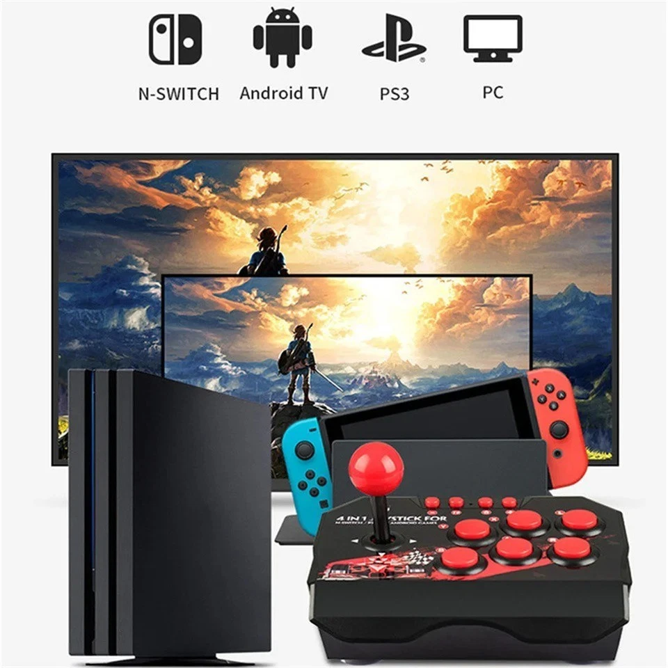 4 en 1 Retro Arcade Joystick Fighting Stick USB Controlador de Juego para PS3/Switch Foto 2 de 4