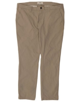 Marks & Spencer Mens Slim Fit Chino Trousers W40 L31 Beige Cotton BL24