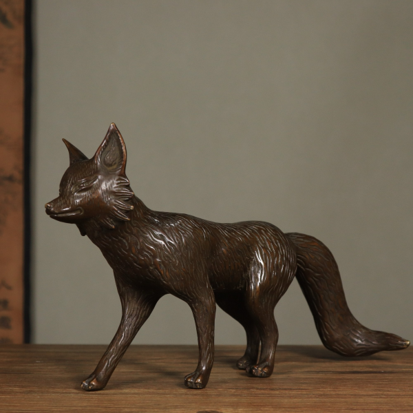 2.86lb Handcrafted Brass Chinese Fox Spirit Sculpture Collectible Gift