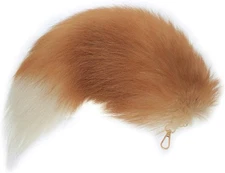 Fosrion Real Fox Tail Fur Handbag Charm Cosplay Toy with clasp Large, Golden 