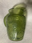Vintage Anchor Hocking Avocado Green Glass Tulip Pitcher