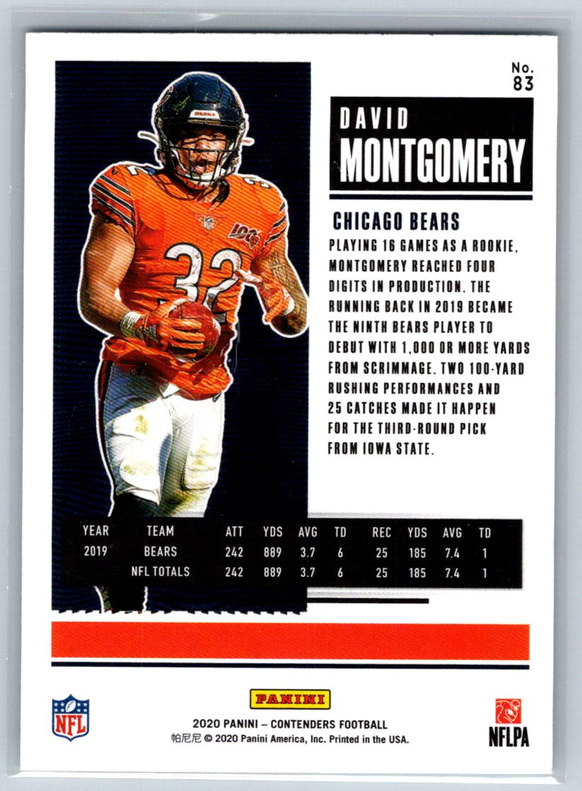2020 Panini Contenders #83 David Montgomery Chicago Bears | eBay