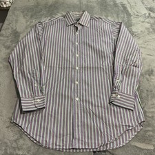Vtg 90s Polo Ralph Lauren Curham Colorful Striped Dress Shirt Mens 15 1/2 32-33