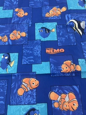 FINDING NEMO 2 Yards Patch Cotton Fabric DISNEY  Blue Ocean Selvedge Edge