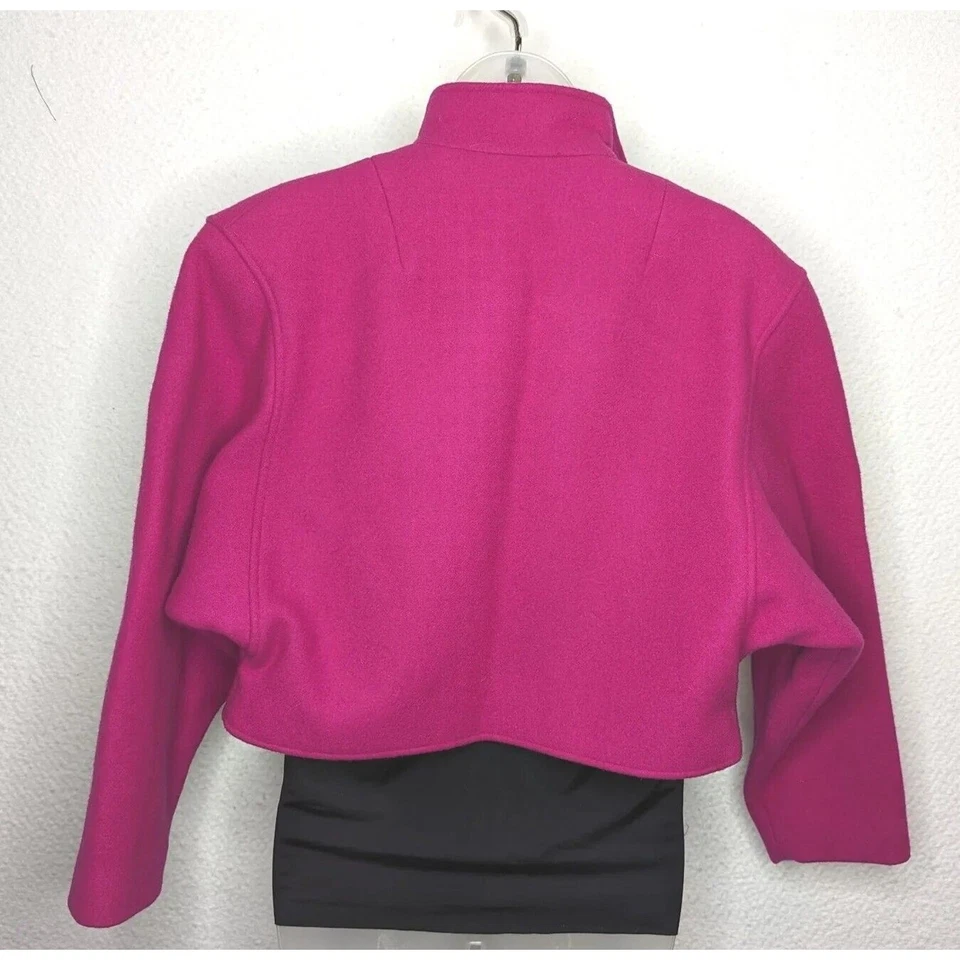 Blazer corto de colección años 90 rosa intenso talla 4 mezcla de lana Roth Le Cover chaqueta deportiva de diseñador Foto 2 de 4