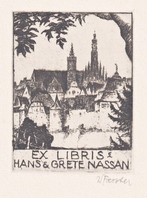 Exlibris W. Foerster / Hans & Grete Nassan City View Etching 1920