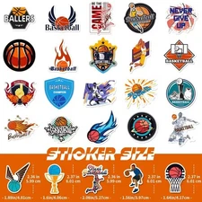 Waterproof Basketball Stickers Pack Decor for Notebook, Water Bottles, Laptop