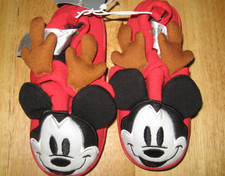Disney Mickey Mouse Reindeer Slippers Christmas Boy Red Size 7/8 NWT