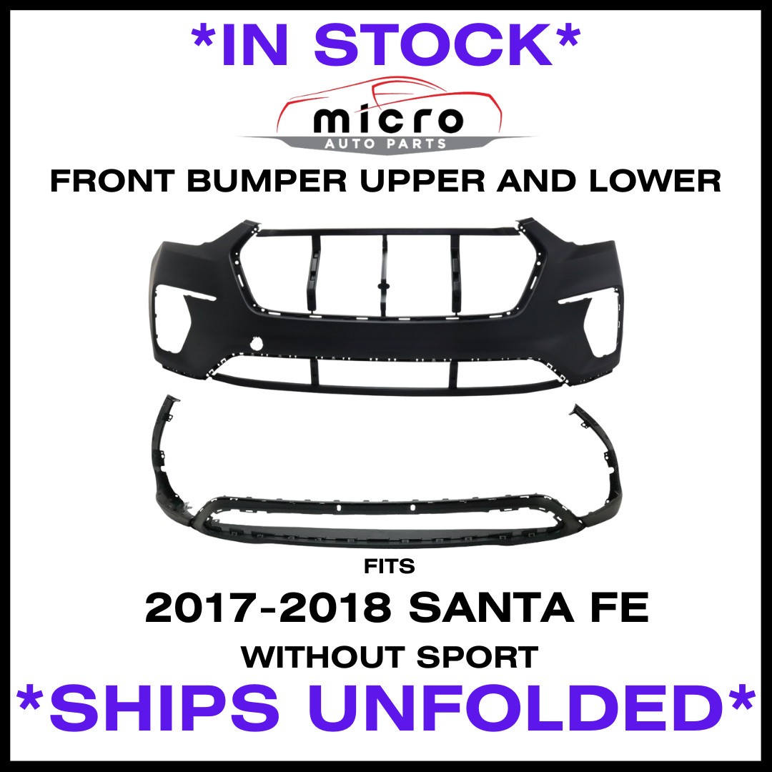 Primed Front Bumper 2Pc Set Fit For 2017-2018 Hyundai Santa Fe