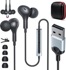 USB Headset with Microphone for PC 7.5 Ft Cable, USB A Headphones for Computer,
