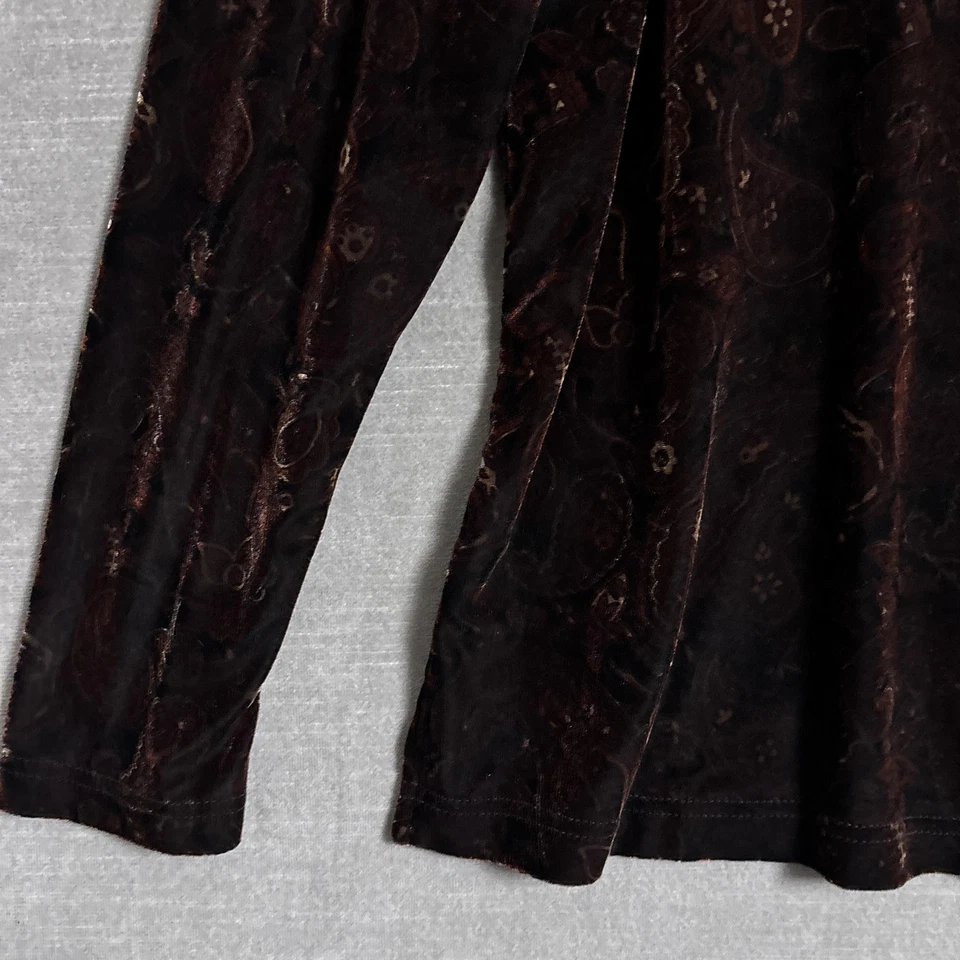 Sag Harbor Top XL Brown Velvet Paisley Long Sleeve Stretch Fall Winter Classic - Image 4 of 4