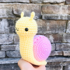 Handmade Amigurumi Pastel Snail, Crochet Cute Plush Toy for Kids and Collectors