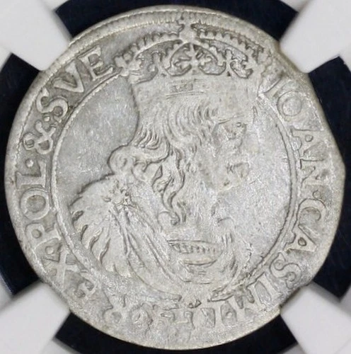 1660 TLB Poland  Silver 6 Groschen NGC VF DETAIL CLEANED