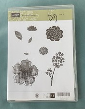 Stampin' Up RAINING FLOWERS 1 Of 2 Rubber stamp set New Rare Flowers, Leaves