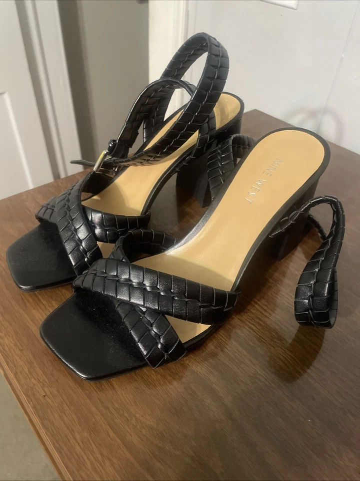 Zapatos de vestir negros con punta abierta con dos 1/2 pulgadas de curación y suela de goma talla 8 1/2 Foto 2 de 4