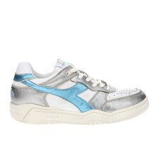 diadora B.560 Metallic Mix Lace Up Womens Silver, White Sneakers Casual Shoes 1
