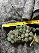Old Grape Cluster sculpture Vintage MCM Copper Mesh Green Swirl Glass Marbles