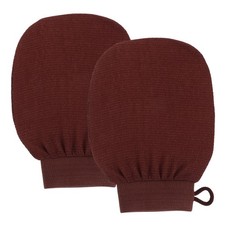 2Pcs Reusable Exfoliating Shower Bath Gloves Coffee Color for Home Use