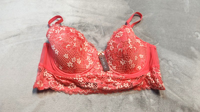 Adore Me Womens 38DD Roxanne Unlined Red Balconette Bra Floral Lace NWT
