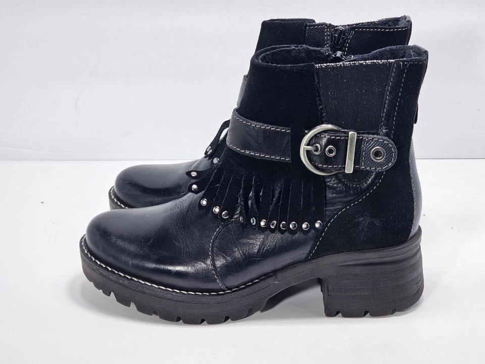 Dromedaris Women's Krissy Ankle Boot Size 36 US 5-6 Black Leather studded fringe - Image 2 of 4