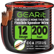 Speaker Wire 12 Gauge Black 200 ft,Speaker Cable with Foot Markers Polarity...