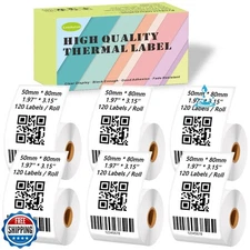 [120 Labels/Roll x 6] 50mm x 80mm Thermal Labels, 1.97'' x 3.15'' Label Maker