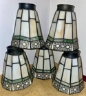 5 Hampton Bay Sonoma Tiffany Style Glass Lamp Shades Cream Green 2 1/4” Fitter