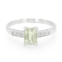 Cavill Ring Sterlingsilber 925 Kunzit 1,17Ct Oktagon 6 Zirkone Platin