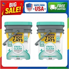 2 Pack Purina Tidy Cats Free and Clean Clumping Cat Litter, Unscented, 35 lb Pai