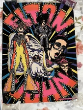 Vintage 1975 ELTON JOHN Blacklight Poster John Reid Pro Arts Medina Ohio