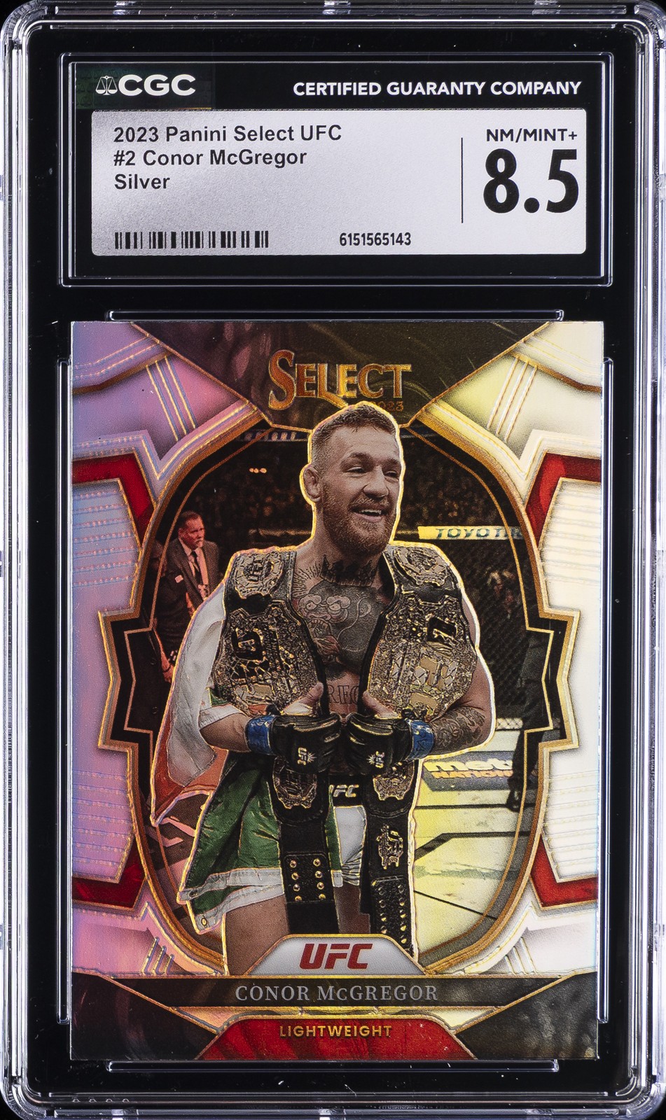 2023 PANINI SELECT UFC SILVER #2 CONOR MCGREGOR CGC 8.5 view 1